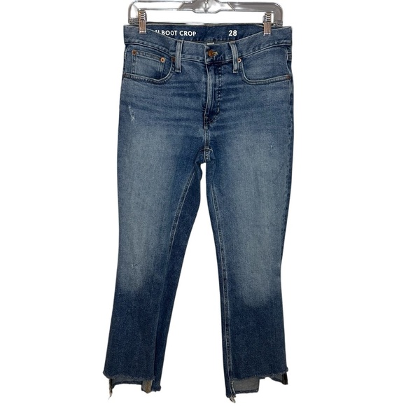 J.Crew Demi Boot Crop Jeans Step Hem Zipper Fly Medium Wash Size 28 - Picture 1 of 13